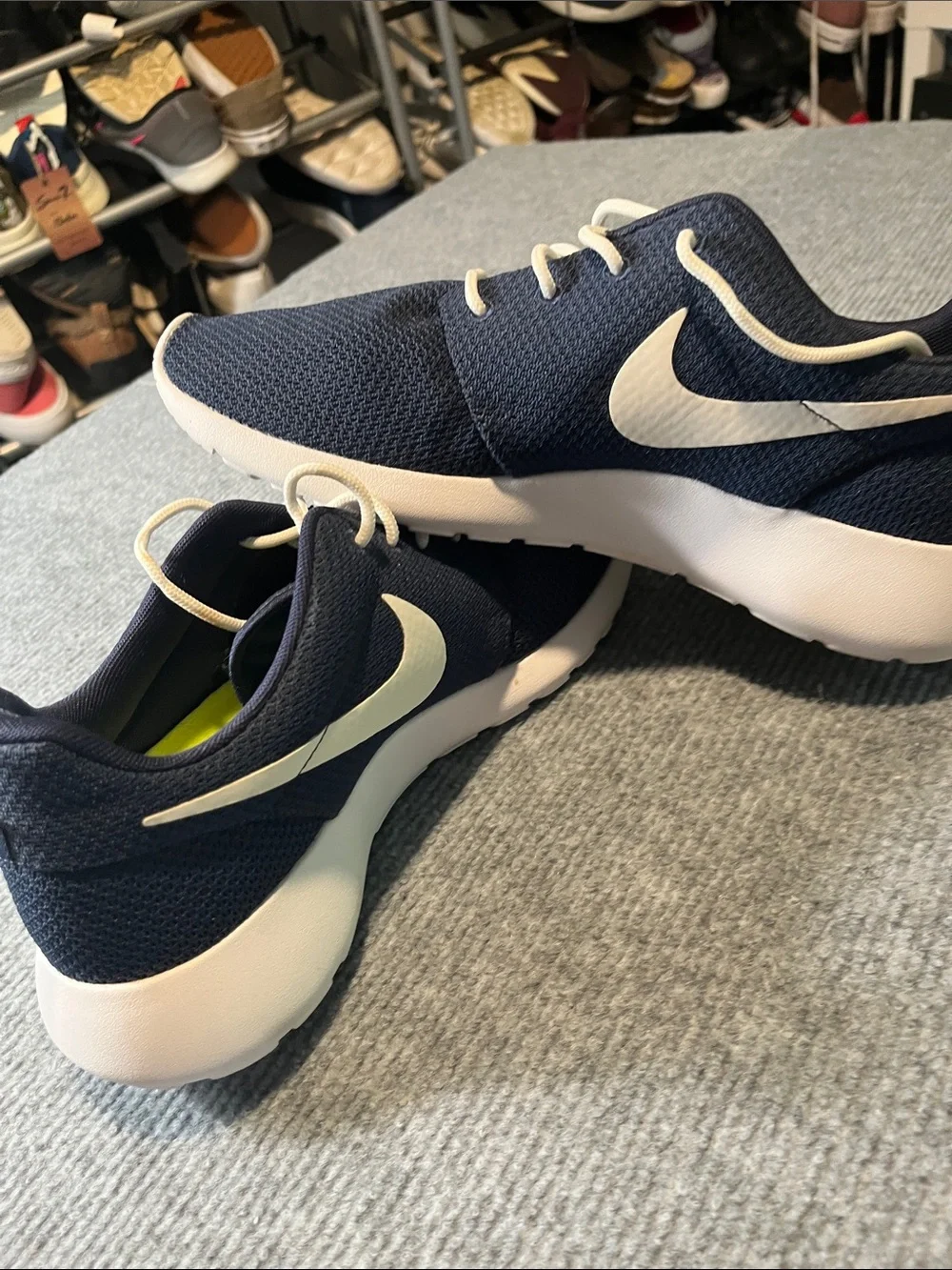 Nike Men's Navy Knit Sneakers with white Laces